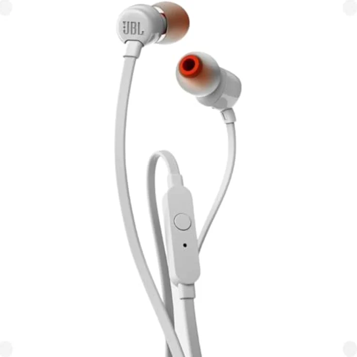 JBL T110WHT, In-Ear Kopfhörer mit purebass Sound und 1-Tasten-Fernbedienung, Weiß – Bild 1
