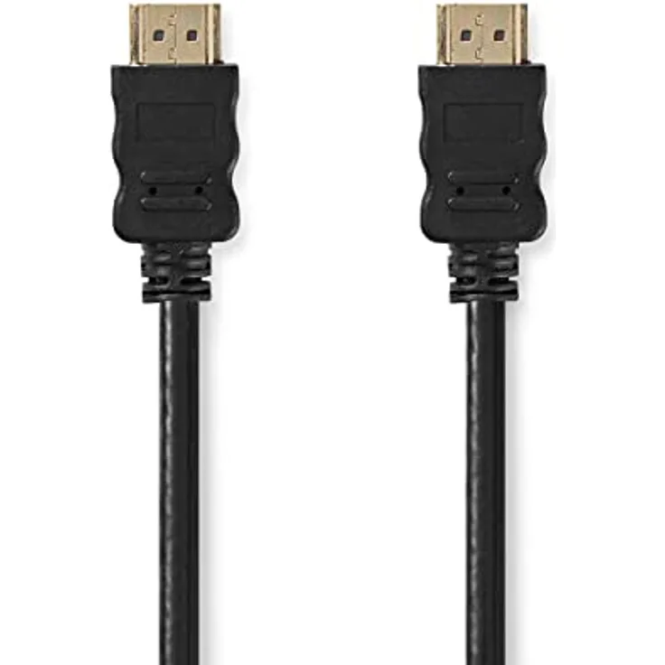 NEDIS High Speed ??HDMI T Kabel mit Ethernet | HDMIT Stecker | HDMIT Stecker | 4K@30Hz | ARC | 10.2 Gbps | 15.0 m | rund | PVC | Schwarz | Aufhänger