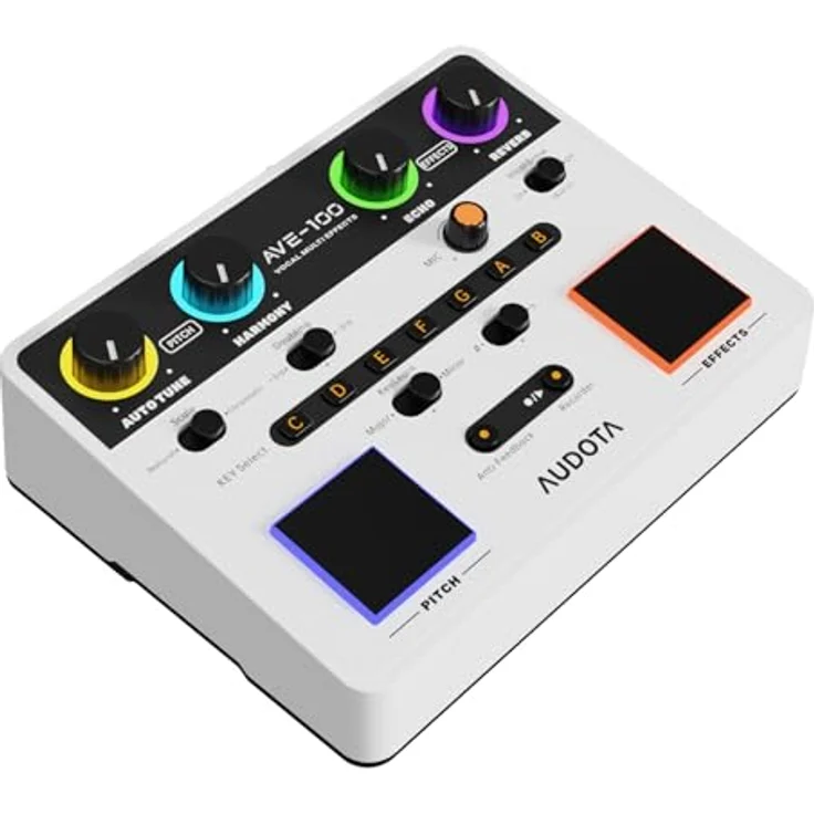 Audota AVE100 Vocal-Prozessor, Multieffekte für Gesang & Streaming, mit Hall, Delay, Tonhöhenkorrektur und USB-Audio-Interface – Bild 2