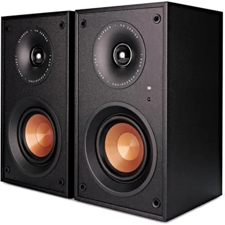 Klipsch KD 400 Black, Kabellose HiFi-Regal-Lautsprecher mit DHORM TWEETER Technologie und kraftvollem Sound