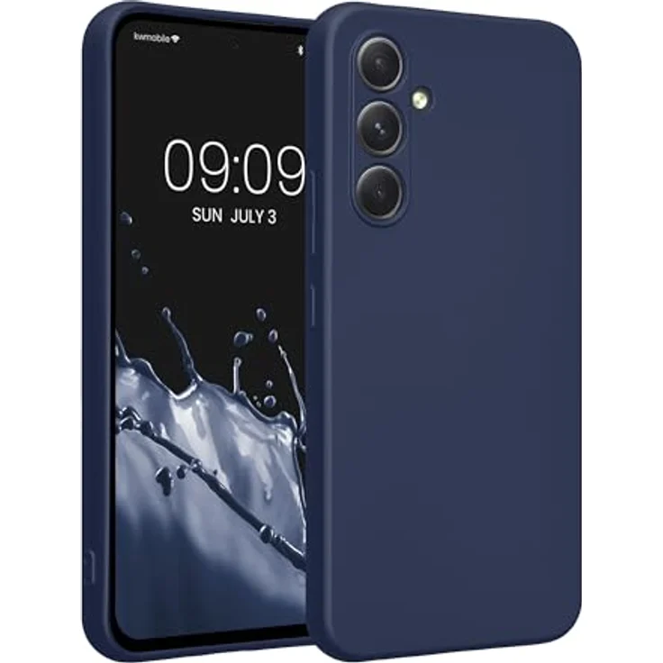 kwmobile Handyhülle für Samsung Galaxy A54 5G, weiche Silikon Schutzhülle mit metallisch schimmerndem Effekt, Metallic Blau – Bild 1