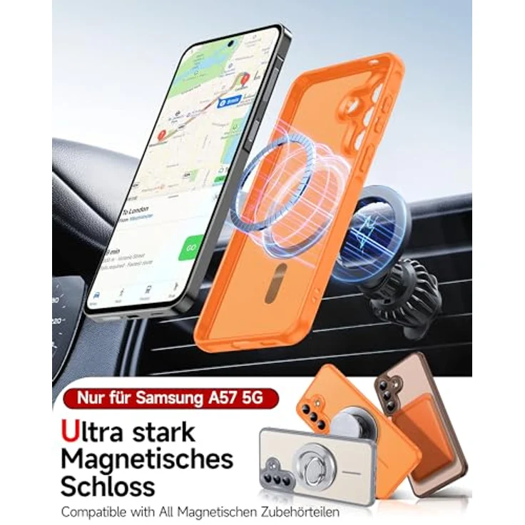 LeYi für Samsung Galaxy A57 5G Hülle, Ultra Dünn Magnetisch mit 2X Panzerglas, Kratzfest & Stoßfest, Orange – Bild 3