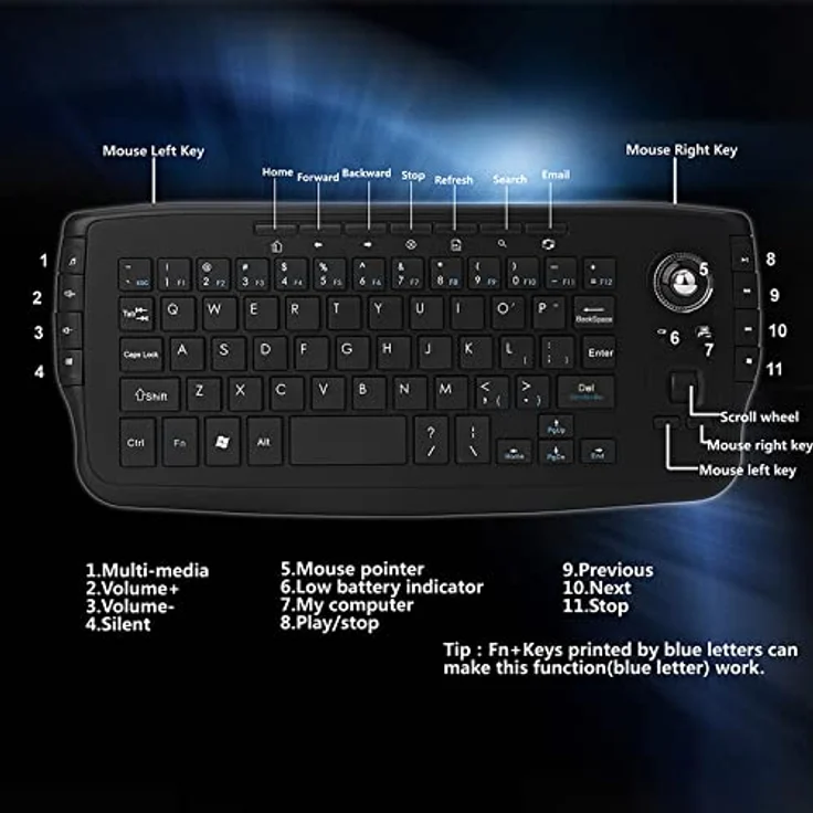 Docooler E30 2,4 GHz Wireless Keyboard mit Trackball Maus Scrollrad Fernbedienung für Android TV BOX Smart TV PC Notebook – Bild 6