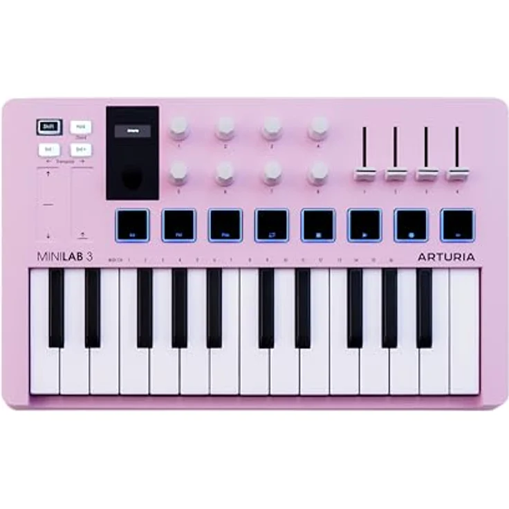 Arturia MiniLab 3, MIDI-Controller mit 25 anschlagdynamischen Slim-Keys, 8 RGB-beleuchteten Pads und in Rose Quartz – Bild 1