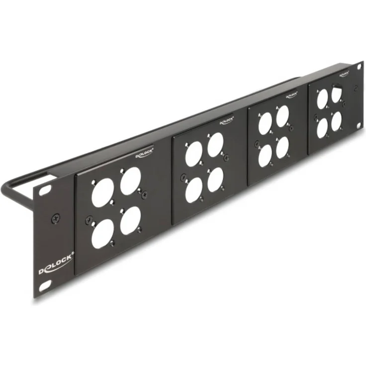 Delock 88195 Patch-Panel, 19" Einbau mit 16 D-Typ Modulen, schwarz, optimales Kabelmanagement