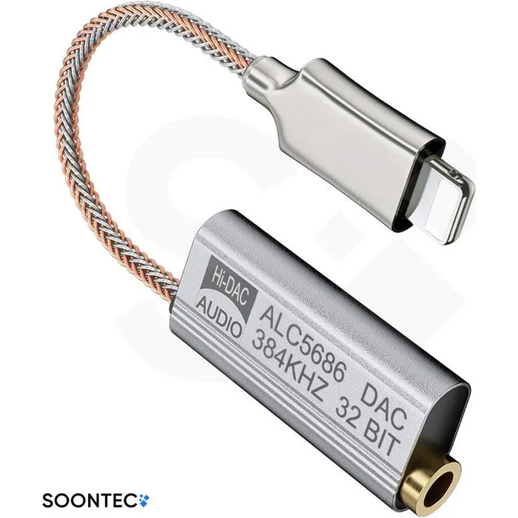 SOONTEC HI DAC Soundkarte ALC5686, Digital Decoder und Kopfhörerverstärker mit 16-32Ω, 125dB, PCM 32b/384kHz, HiFi Klangqualität mit Rauschunterdrückung