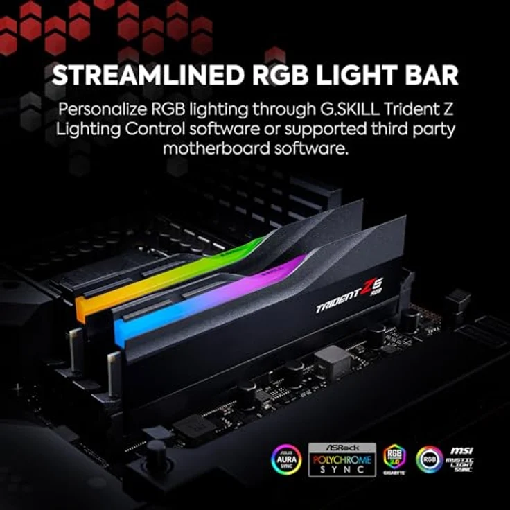 G.Skill DIMM 64 GB DDR5-6400 (2x 32 GB) Dual-Kit Arbeitsspeicher, Trident Z5 RGB Serie, individuell einstellbare RGB-LED-Beleuchtung – Bild 3