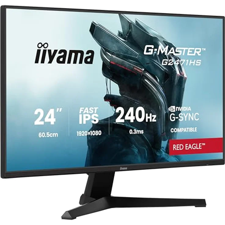iiyama G-Master Red Eagle G2471HS-B1, 23,8" Full-HD Gaming Monitor mit 240Hz, 0,3ms Reaktionszeit, G-SYNC, schwarz – Bild 1