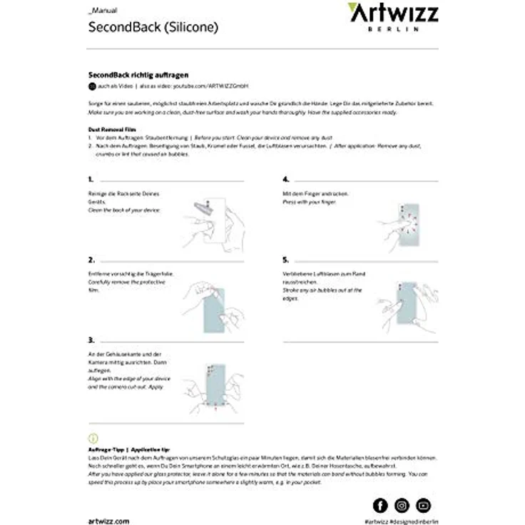 Artwizz SecondBack Rückseitenschutz für iPhone 8 aus Sicherheitsglas - Glasrückseiten-Schutz mit Anti-Splitterschutz und statischer Haftung - Designed in Berlin - 7332-2211 – Bild 3