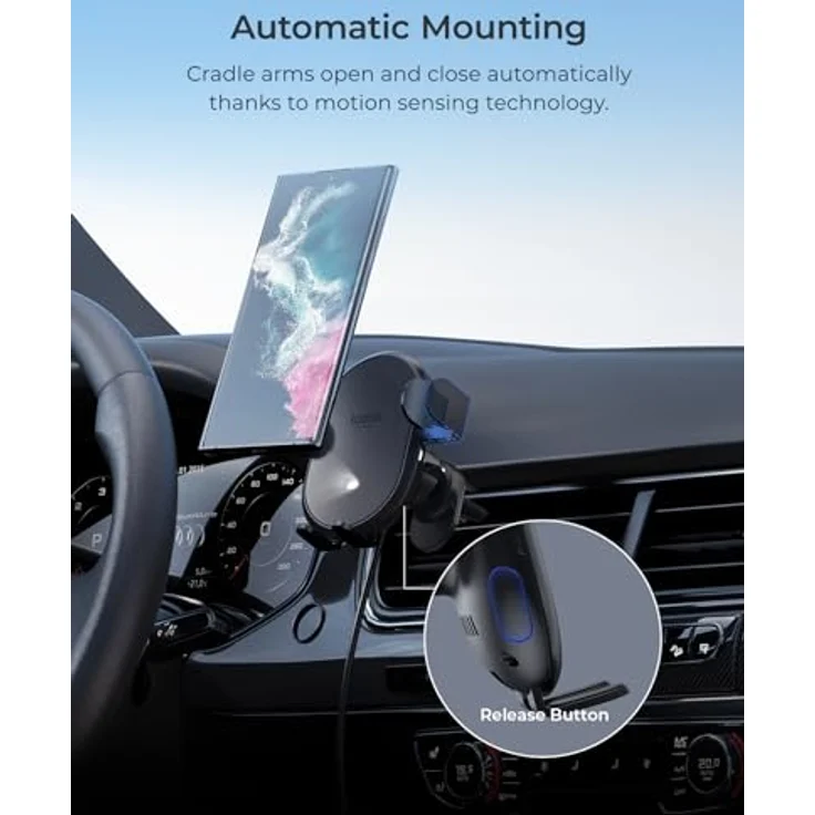 iOttie Auto Sense 2, Qi-zertifizierte Smartphone Halterung mit automatischer Erkennungsfunktion und 15 W Wireless Charging, Schwarz – Bild 2