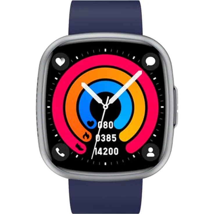 Knauermann NEO 2 (2025), Gesundheitsuhr Smartwatch in Schwarz, EKG, HRV Funktion, Bluetooth, Schlafapnoe, Blutdruck, Silikonband Blau – Bild 1