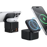 Baseus MagPro 2 in 1 Magnetic Wireless Charger 25W Fast Charger Stand For iPhone and Airpods with USB-C O (20 W), Schwarz