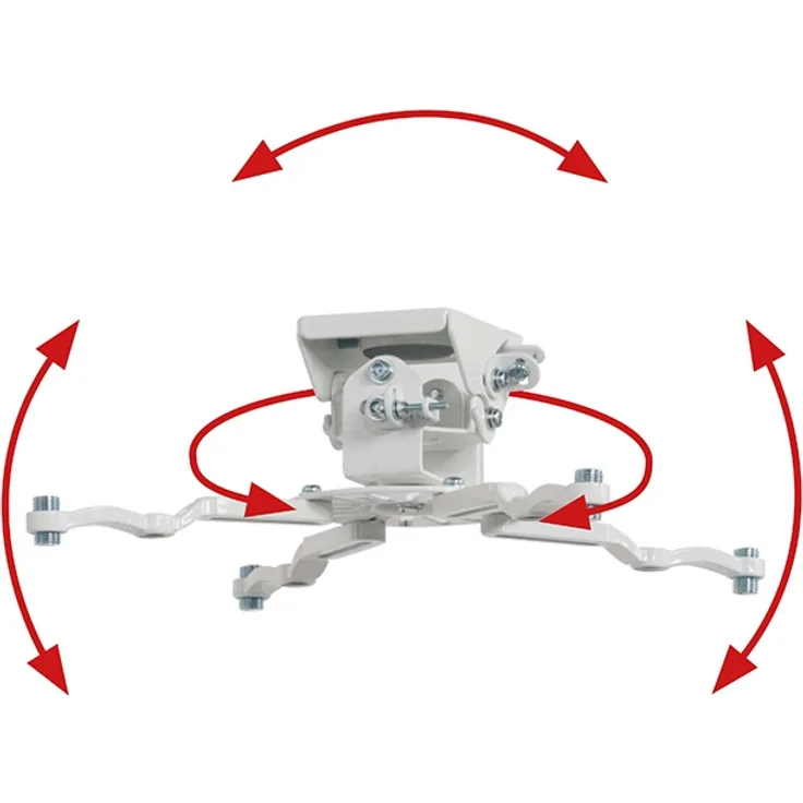 B-Tech System 2, Universal Projector Deckenmontage mit Mikroeinstellung, bis 25 kg Tragkraft, weiß, 360° schwenkbar, Neigungswinkel -13 bis 13°