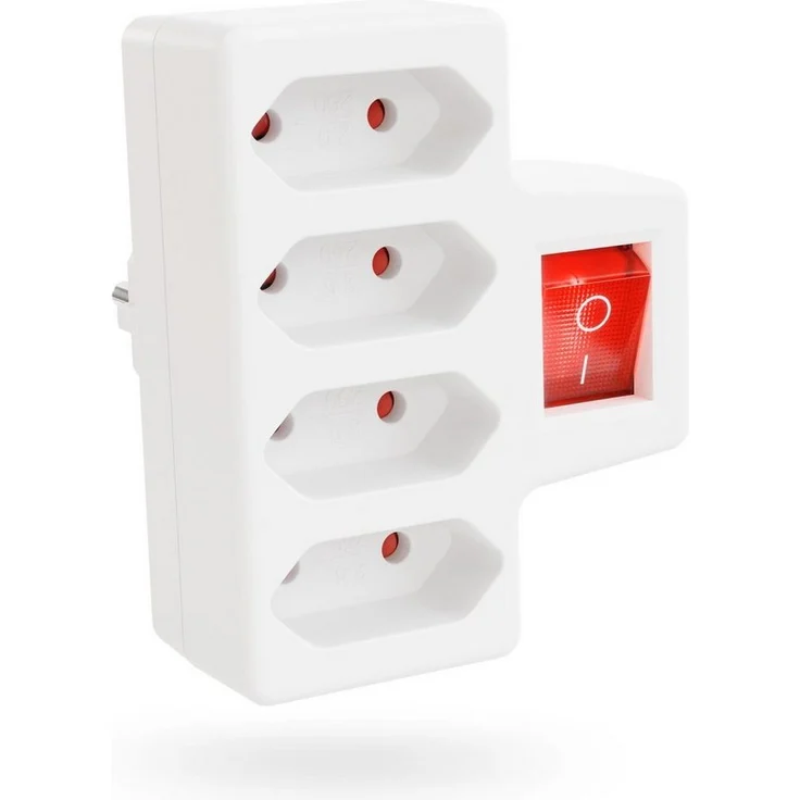 greate. 4er Steckdosenadapter mit Schalter bis max. 2300W - Mehrfachsteckdose 3-fach (Mit Schalter, Erhöhter Berührungsschutz) - weiß – Bild 1
