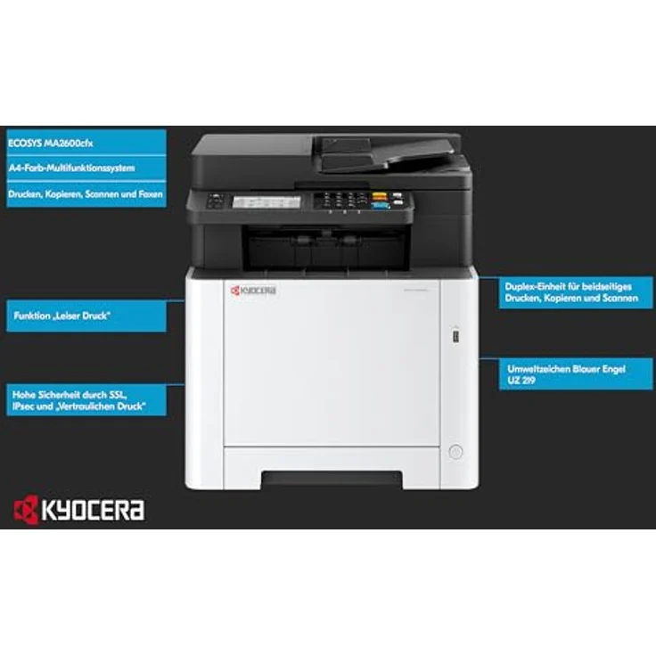Kyocera Ecosys MA2600cfx Farblaserdrucker Multifunktionsgerät: Drucker Scanner Kopierer, Faxgerät. Mobile-Print-Funktion, umweltfreundlich und sicher. (Blau) – Bild 3