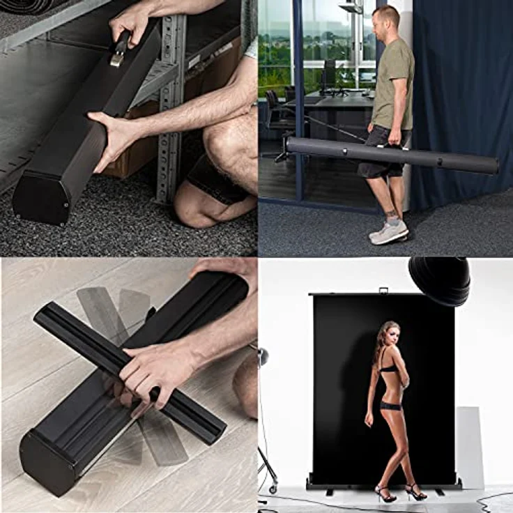Walimex pro Roll-up Panel Hintergrund, Selbst stehend, Schwarz, 210 x 220 cm, pneumatischer Spannmechanismus – Bild 9