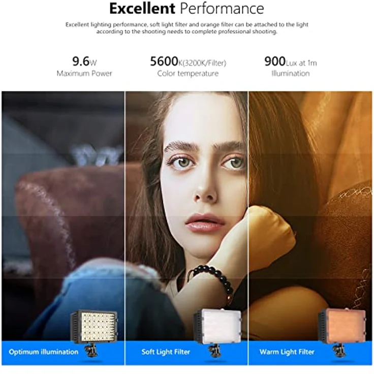 Neewer CN-160 160PCS LED Dimmbare Ultrahoch Power Panel Digitalkamera / Camcorder Videolicht Videolampen Videobeleuchtung für Canon, Nikon, Pentax, Panasonic, Sony, Samsung und Olympus Digital SLR Kameras (CN-160) - Preisvergleich – Bild 2