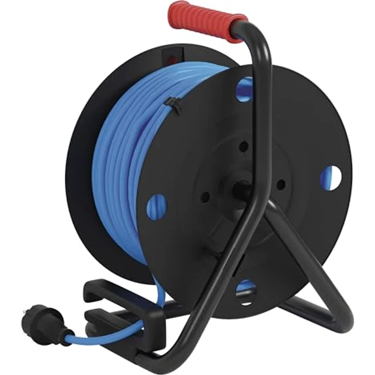EMOS frostsichere Outdoor-Kabeltrommel 50m, blaues 1,5 mm2 Verlängerungskabel, 4 Schuko Steckdosen IP44 wasserdicht und frostbeständig – Bild 4