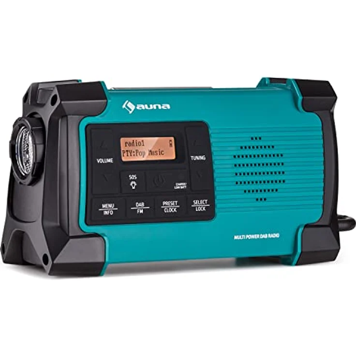 Auna Patagonia DAB+, Aufladbares DAB-Radio mit Bluetooth, LCD Display, Wecker, Akku und USB-Anschluss, Retro-Design, kompakt, wasserfest – Bild 1