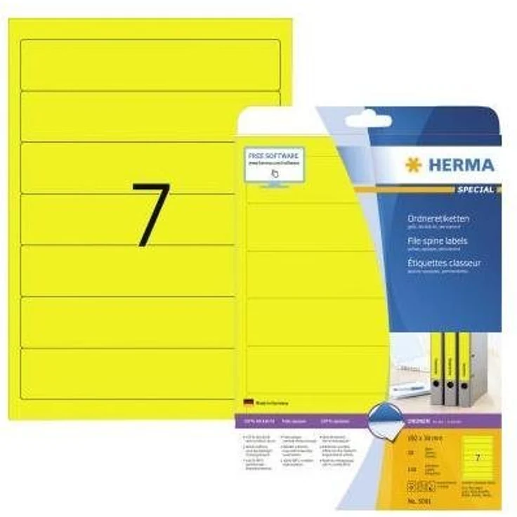 HERMA Aktenordner Ordnerrückenetikett SPECIAL, schmal/kurz 38 x 192 mm, blickdicht, 100% recyclingfähig