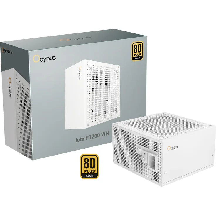 OCYPUS Iota P1200 WH, Gold Vollmodular ATX 3.1 Netzteil, 1200 W, 100 - 240 V, 50/60 Hz, Geräuschlos mit 120mm Lüfter