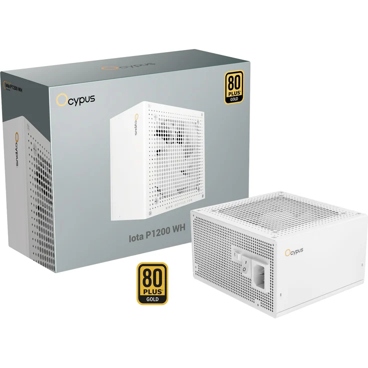 OCYPUS Iota P1200 WH, Gold Vollmodular ATX 3.1 Netzteil, 1200 W, 100 - 240 V, 50/60 Hz, Geräuschlos mit 120mm Lüfter