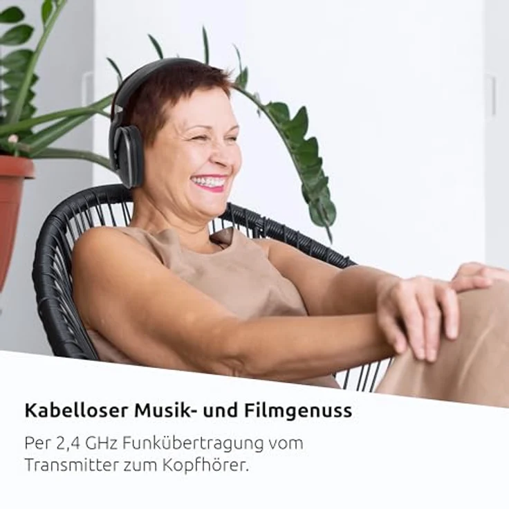 TechniSat STEREOMAN 2 V2 - kabelloser 2,4GHz Funkkopfhörer (für Fernseher und Musikanlagen, mit Dockingstation, AUX-in, Audio Eingang optisch) schwarz – Bild 3
