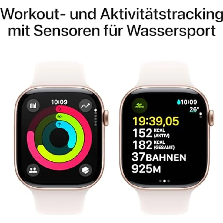 Apple Watch Series 10, 46 mm, GPS + Cellular, Aluminiumgehäuse Roségold, Sportarmband Blassrosa, M/L – Bild 4