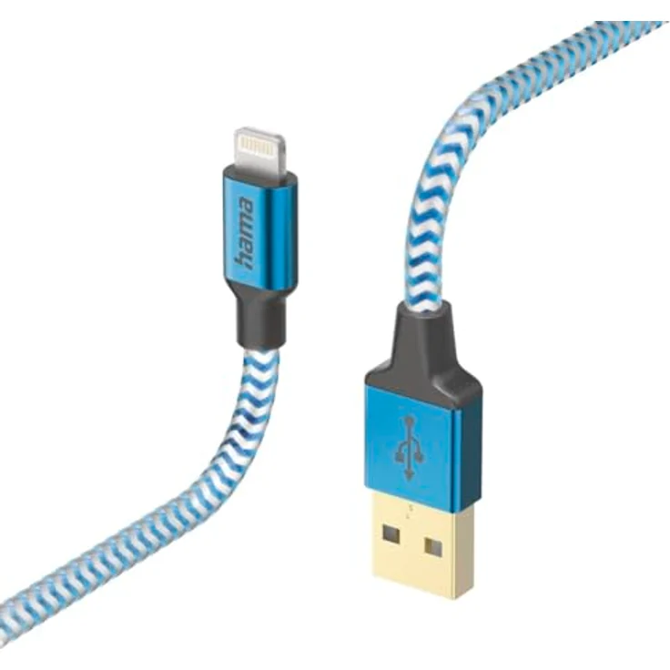 Hama Ladekabel "Reflective", USB-A Lightning, 1,5 m, Nylon, Blau – Bild 4