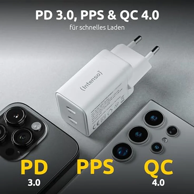 Intenso Power Adapter 40W, 2x USB-C Induktions-Ladegerät, Weiß, kompakt und mit GaN-Technologie – Bild 6
