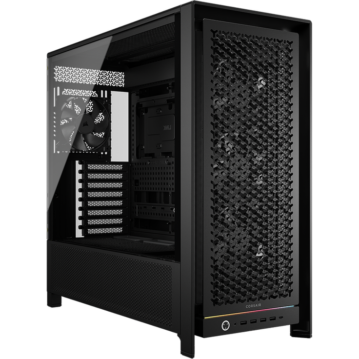 Corsair Frame 5000D Midi-Tower PC-Gehäuse, E-ATX, Tempered Glass, Schwarz, bis zu 14 Lüfter und Platz für 420 mm Radiatoren