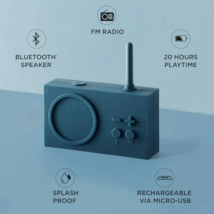 Lexon TYKHO 3 Tragbarer Bluetooth Lautsprecher mit FM Radio, Wasserdicht und Wiederaufladbarer Akku - Schwarz – Bild 5