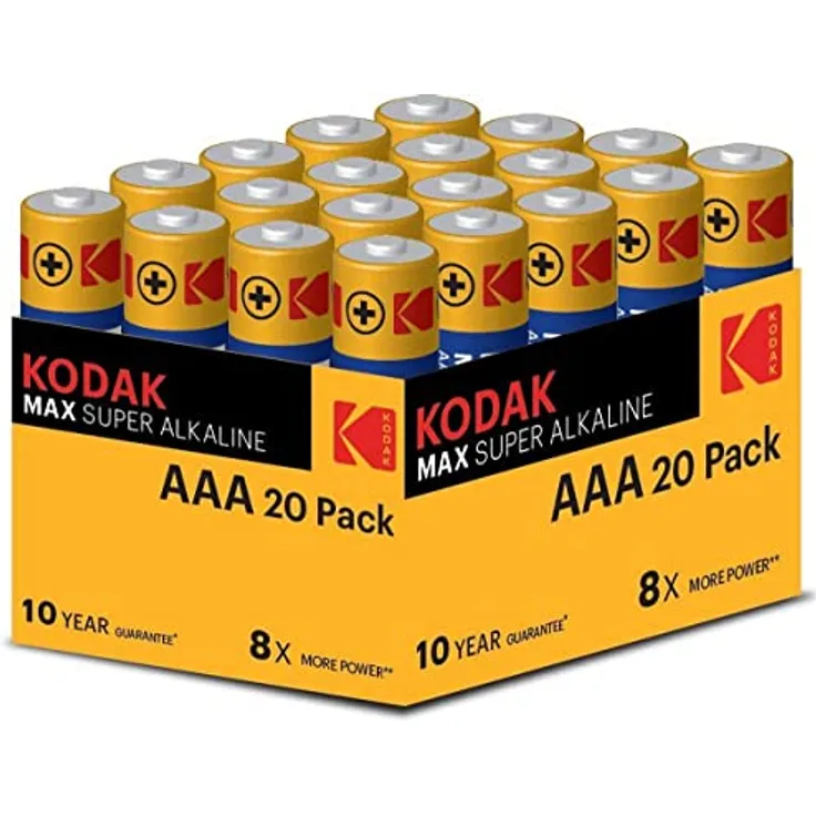 KODAK Blister Pilas Alcalina Max AAA LR3, 20 Stück Hochleistungsbatterien