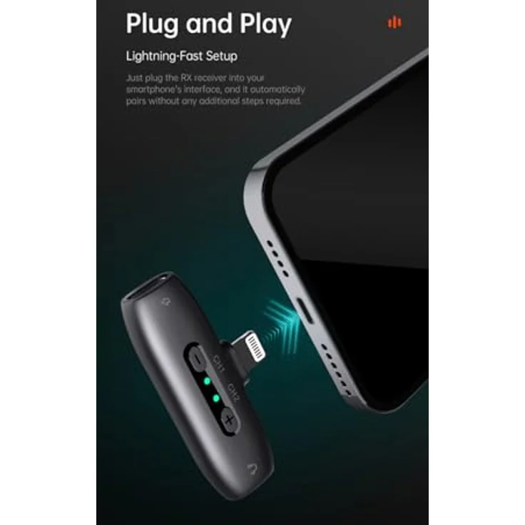 hohem MIC-01 Wireless Lavalier Mikrofon für iPhone iPad, MFi-zertifiziert, Fernbedienung, Geräuschunterdrückung, Integrierter Speicher, kabellos für Live-Stream (1TX+1RX) – Bild 5