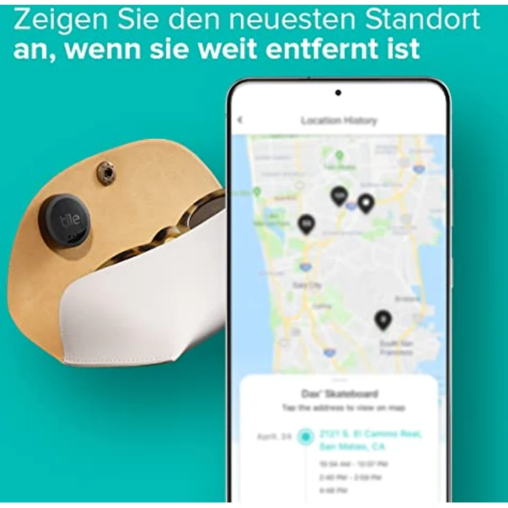 Tile Sticker (2022) Bluetooth Schlüsselfinder, 1er Pack, 45m Reichweite, inkl. Community Suchfunktion, iOS und Android App, kompatibel mit Alexa und Google Home, schwarz – Bild 4