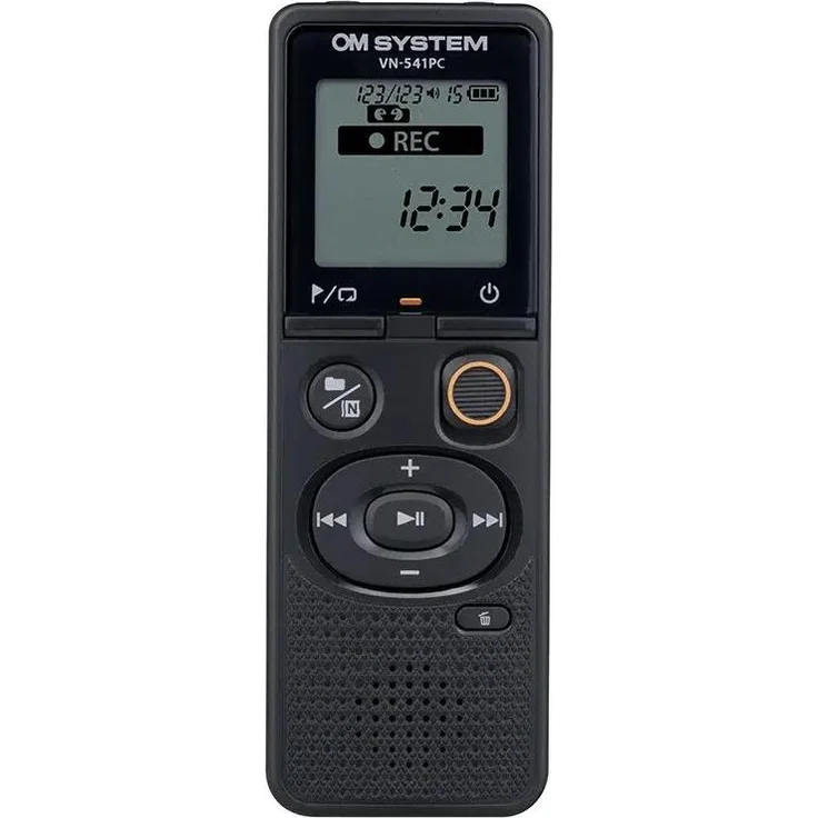 OM System VN541PCME52W Diktiergerät mit 4 GB Speicher, uni-direktionales Mikrofon, bis zu 1570 Stunden Aufnahmezeit, Schwarz