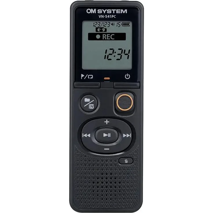 OM System VN541PCME52W Diktiergerät mit 4 GB Speicher, uni-direktionales Mikrofon, bis zu 1570 Stunden Aufnahmezeit, Schwarz