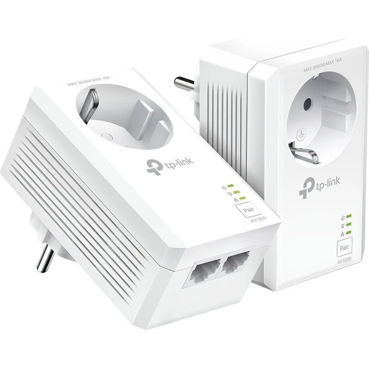 TP-Link TL-PA7XXX, Powerline-Adapter mit integrierter Steckdose, 300 Meter Reichweite, 128-bit AES Verschlüsselung