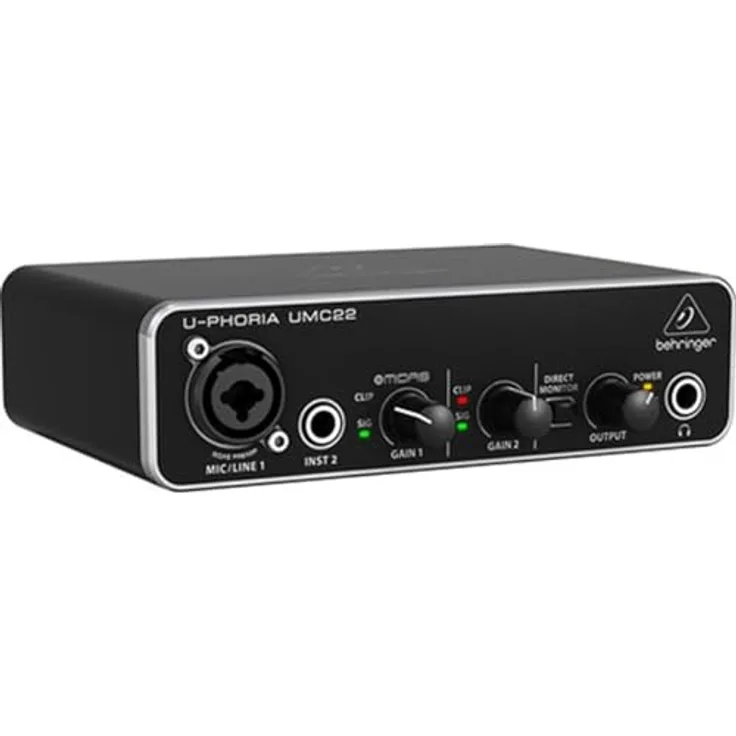 Behringer UMC22, Audiophiles 2x2 USB Audio Interface mit Midas Mic Vorverstärker und 48 kHz Auflösung