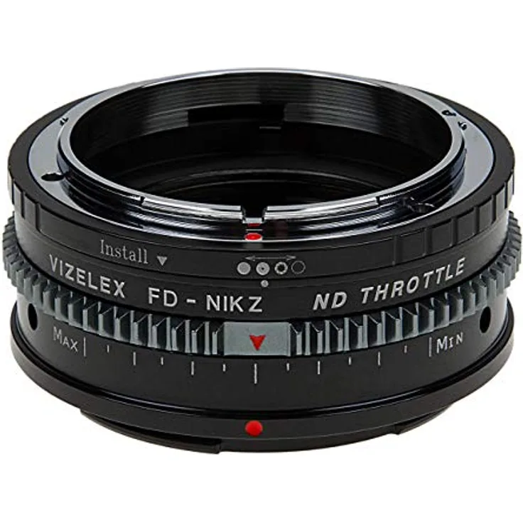 Vizelex ND Drottle Objektivadapter kompatibel mit Canon FD und FL Objektiv an Nikon Z-Mount spiegelloses Kameragehäuse, mit integriertem variablem ND-Filter (1 bis 8 Blenden)