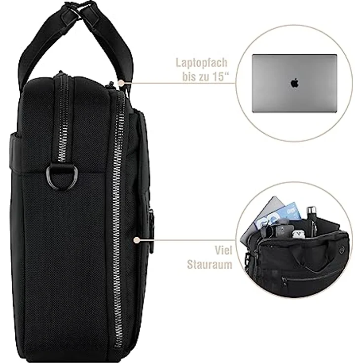 bugatti Aktentasche Nero Workbag Medium, elegante Businessunterlagen-Organisation – Bild 3