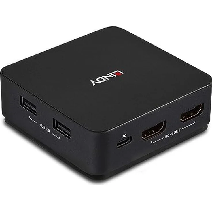 LINDY 42321 2 Port Typ C, Dual HDMI 4K60 KVM Switch - HDMI 2.0, Power Delivery bis zu 100W, Schwarz – Bild 4