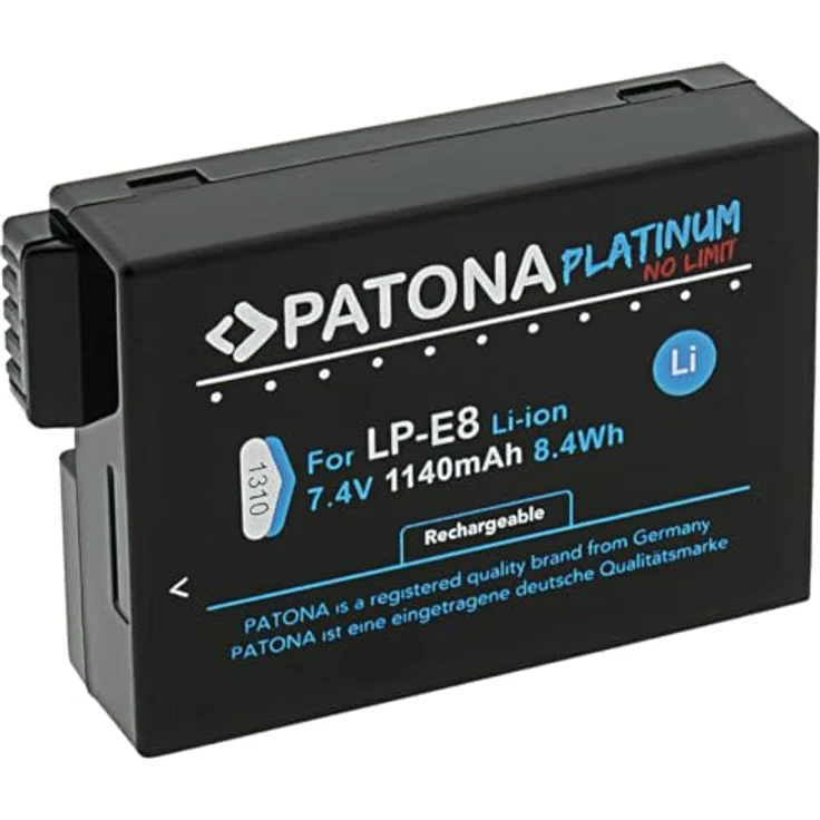 PATONA Platinum LP-E8+ Akku 1140mAh, Ersatzakku für Canon EOS 550D, 600D, 650D, 700D, Rebel T2i, T3i, T4i, T5i – Bild 3