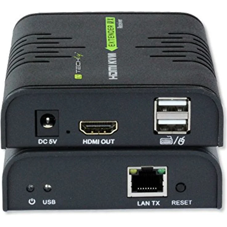 Techly HDMI KVM Extender über Netzwerkkabel, KVM Switch bis 120 Meter, 1080p bei 60Hz, Schwarz – Bild 2