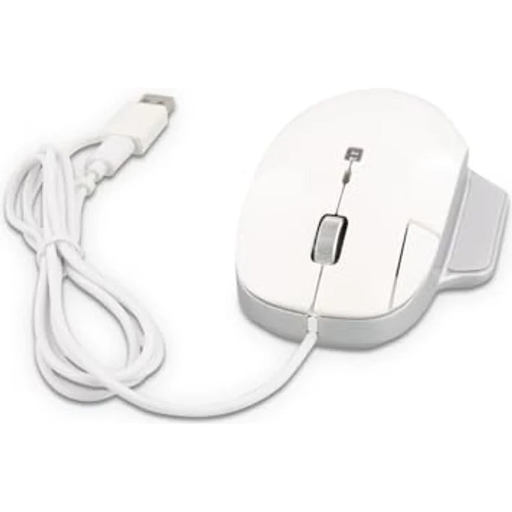 LMP Elite Pro Mouse Ergonomische 3-Tasten-Maus mit 2-in-1-Kabel USB-C und USB-A – Silber und Weiß – Bild 2