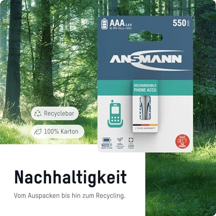 ANSMANN Akku AAA Micro 800 mAh 1,2V NiMH für Schnurlostelefon 4 Stück - Wiederaufladbare Batterien mit geringer Selbstentladung maxE - Akkus ideal für Haustelefon schnurlos - Rechargeable Battery – Bild 4