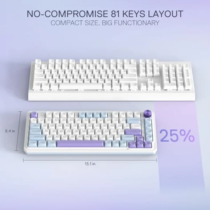 Redragon K673 MAX 75% kabellose Gasket RGB-Gaming-Tastatur, 3 Modi, 81 Tasten, kompakte PBT-Tastatur mit Hot-Swap, dedizierter Knopfsteuerung und 5-lagiger Geräuschdämpfung, linearer Schalter – Bild 4