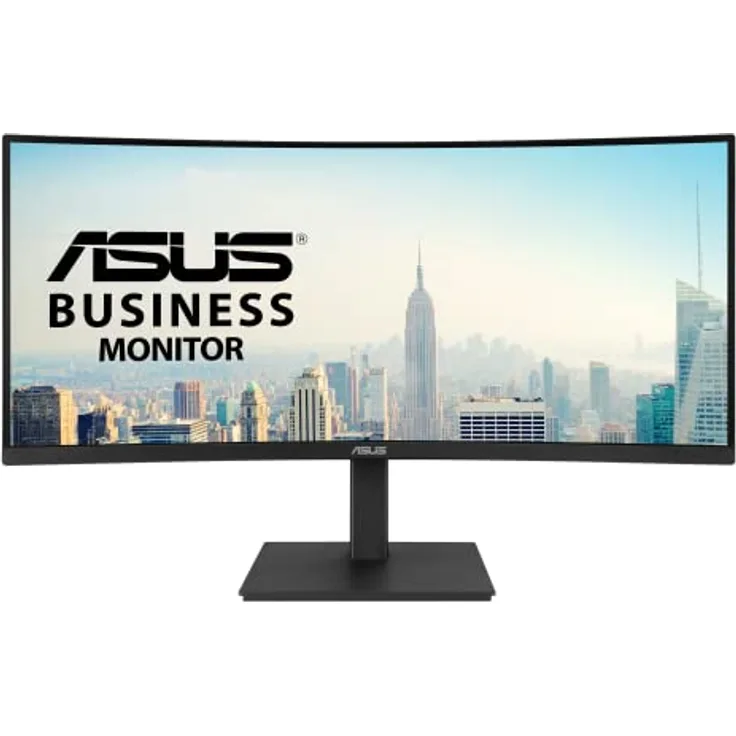 ASUS VA34VCPSR 34 Zoll Docking Monitor (WQHD, 1500R Krümmung, USB-C PD 96W, RJ45, USB-Hub, ergonomisches Design, wandmontierbar) in Schwarz