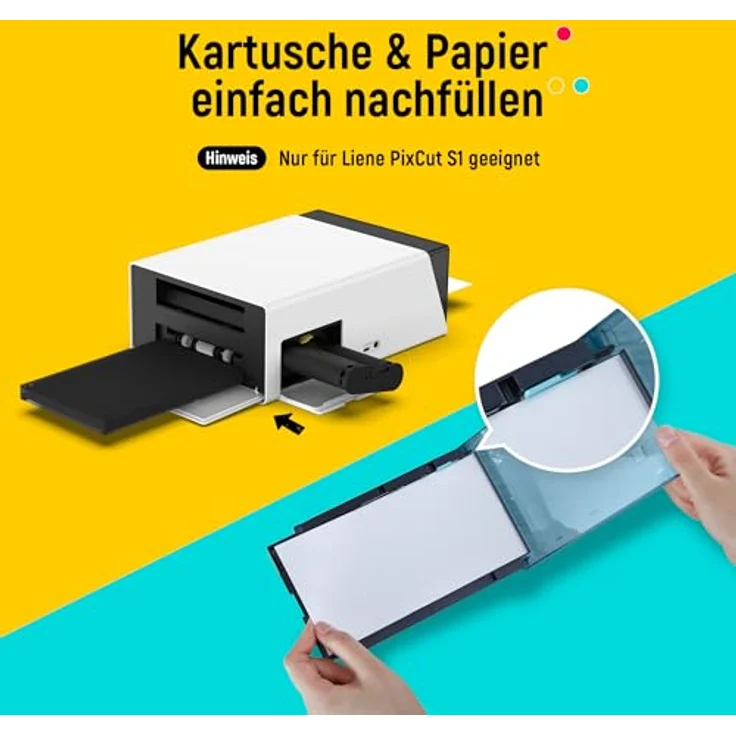 Liene Stickerpapier & Patronen (Stärkere Haftung) – 2 Tintenpatronen + 72 Blatt 10x18 cm, wasserfest, Thermo-Dye-Sublimation, kompatibel mit Liene PixCut S1 – Bild 2