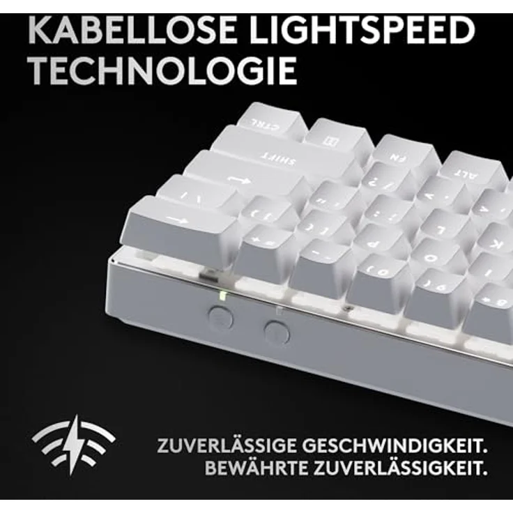 Logitech G PRO X 60 LIGHTSPEED kabellose Gaming-Tastatur, ultra-kompakte mechanische 60%-TKL-Tastatur, LIGHTSYNC RGB, Doubleshot-PBT-Tastenkappen, optische taktile, Windows PC, QWERTZ DE - Weiß – Bild 3